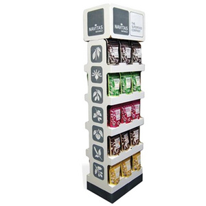 Custom retail candy bags cardboard stand cardboard floor tea display pop up cardboard free standing display shelf for food