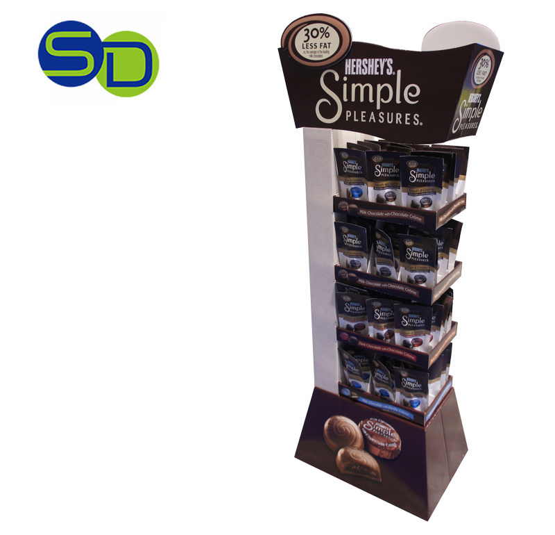 High quality Foldable cardboard pallet display for chocolate candy double sided food display shelf