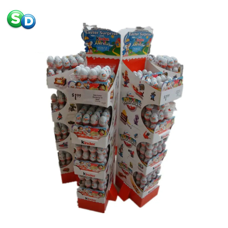 Factory wholesale food industry  retail POS promotion product decoration cardboard floor standing PDQ chocolate display stand