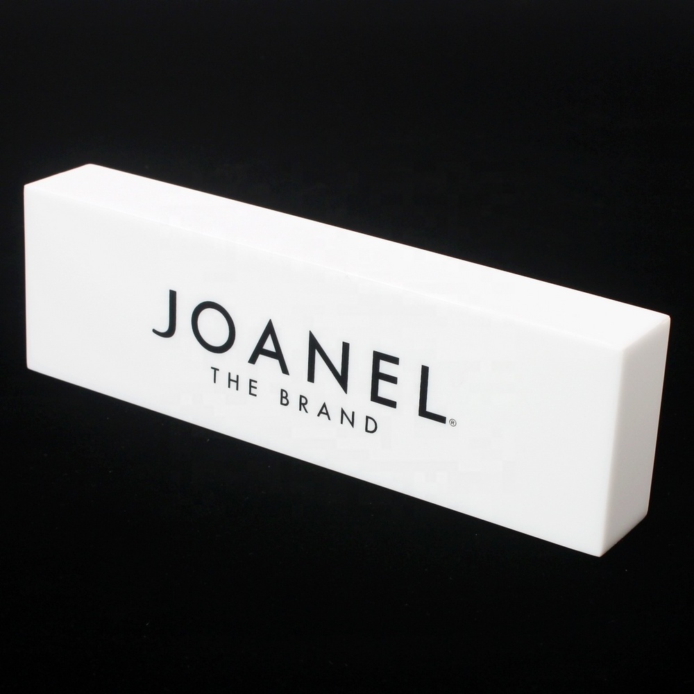 Custom Solid White Colored Acrylic Display Brand Logo Block, Acrylic Logo Brand Cube