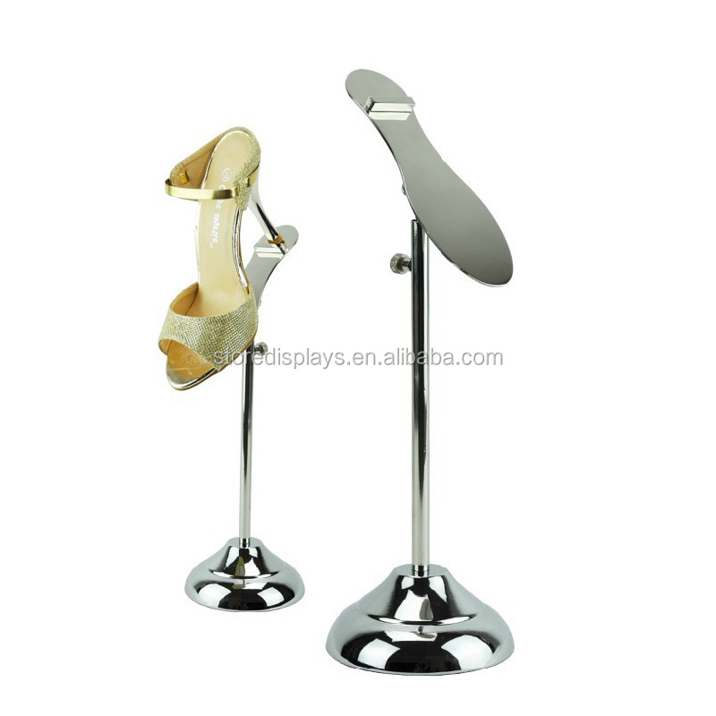 Polished Gold Shoe Store Display Racks, Retail Shoe Display Rack Stand, Shoe Display Ideas