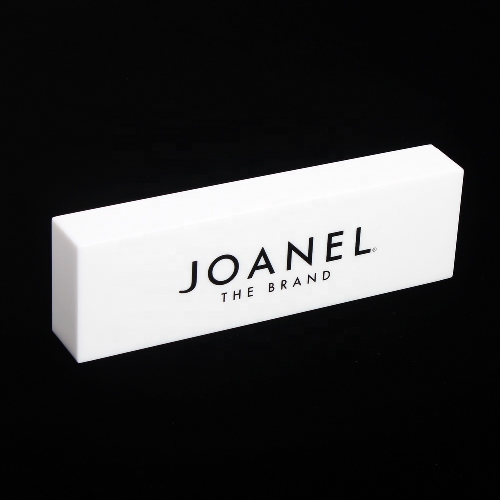 Custom Solid White Colored Acrylic Display Brand Logo Block, Acrylic Logo Brand Cube