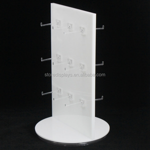 Custom Counter Rotating Acrylic Hook Jewelry Display Stand, Spinner Acrylic Keychain Jewelry Display Rack