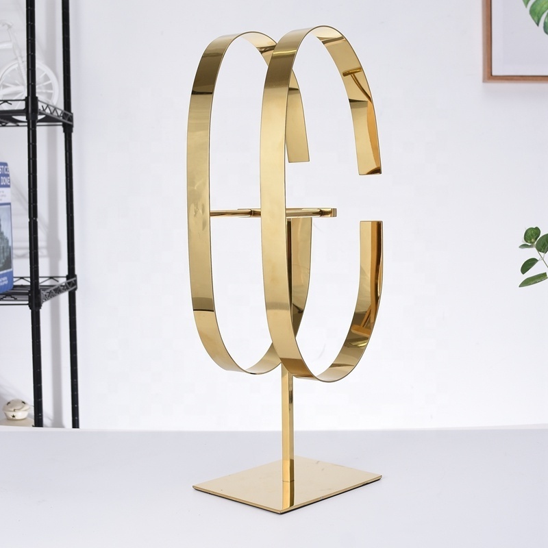 Wholesale Metal Gold Leather Double Belt Display Stand for Retail, Belt Stand Display