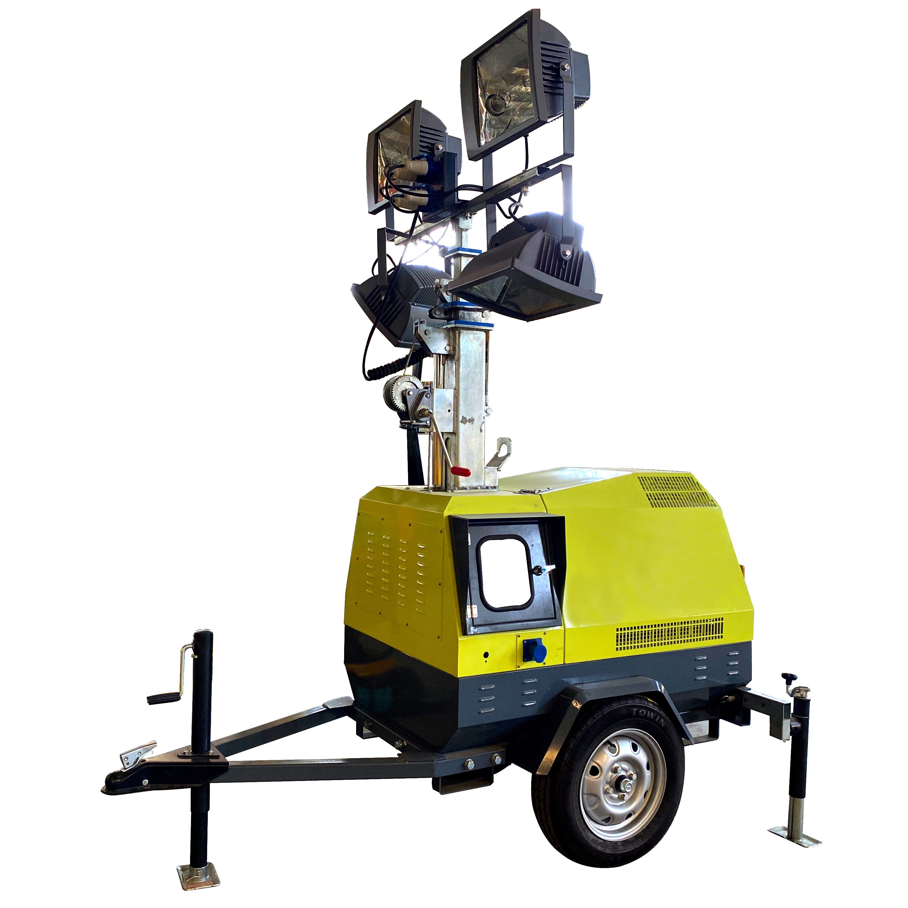 Portable 4x 400W LED lighting tower 7m 8m 9m height LED lamp durable and compact lighting tower price