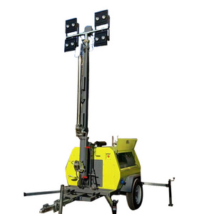 5.5 meters to 9 meters  light tower portable equipped with Yan mar diesel tower light 4*400W LED or 4*1000W metal halide lamp