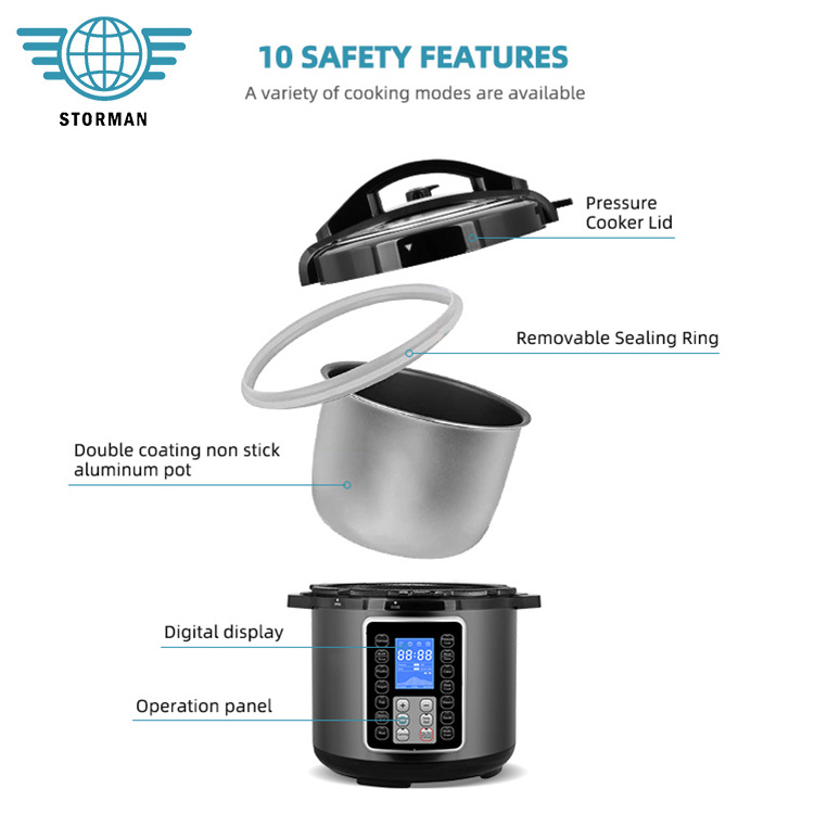 Most Popular Lcd Display 8qt 8l Multi Functional Granitic Pot Electric Pressure Cooker