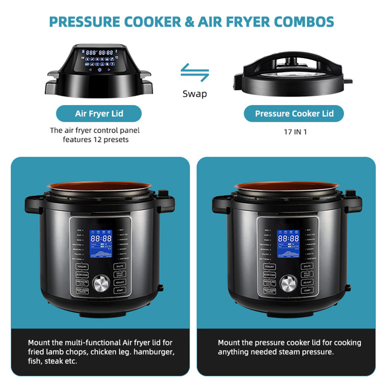 New Arrivals Household Kitchen 6Qt Multifunction Vacuum 1000W 1500W Electric Power 2 In 1 Pressure Cooker