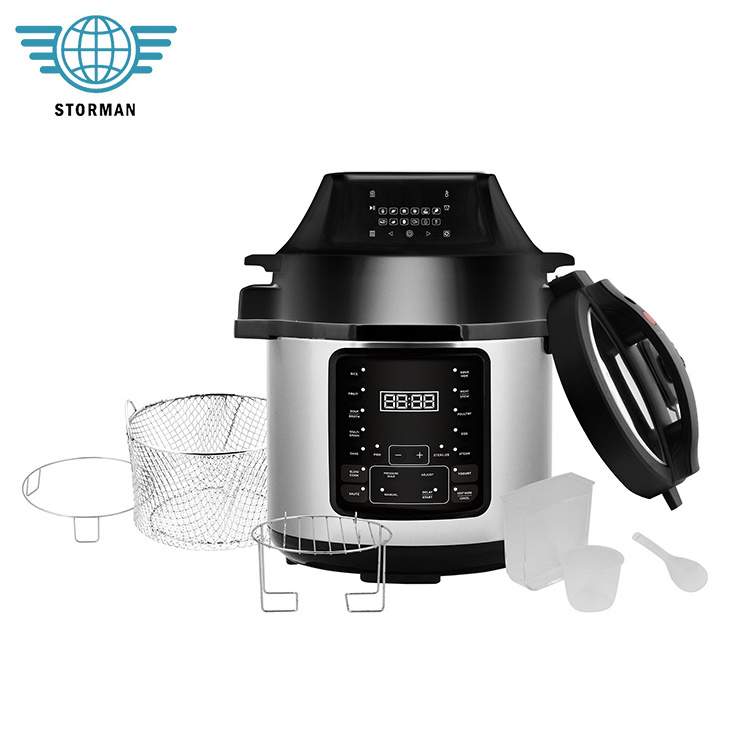 Factory Price Heat Preservation 6L Multifcooker Vacuum 1000W 1500W 2 In 1 Air Fryer Electric Pressure Cooker