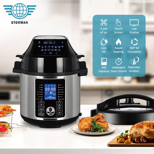 Digital Lcd Display Stainless Steel Housing Body 1000w 1500w 6qt Air Fryer Electric Pressure Cooker