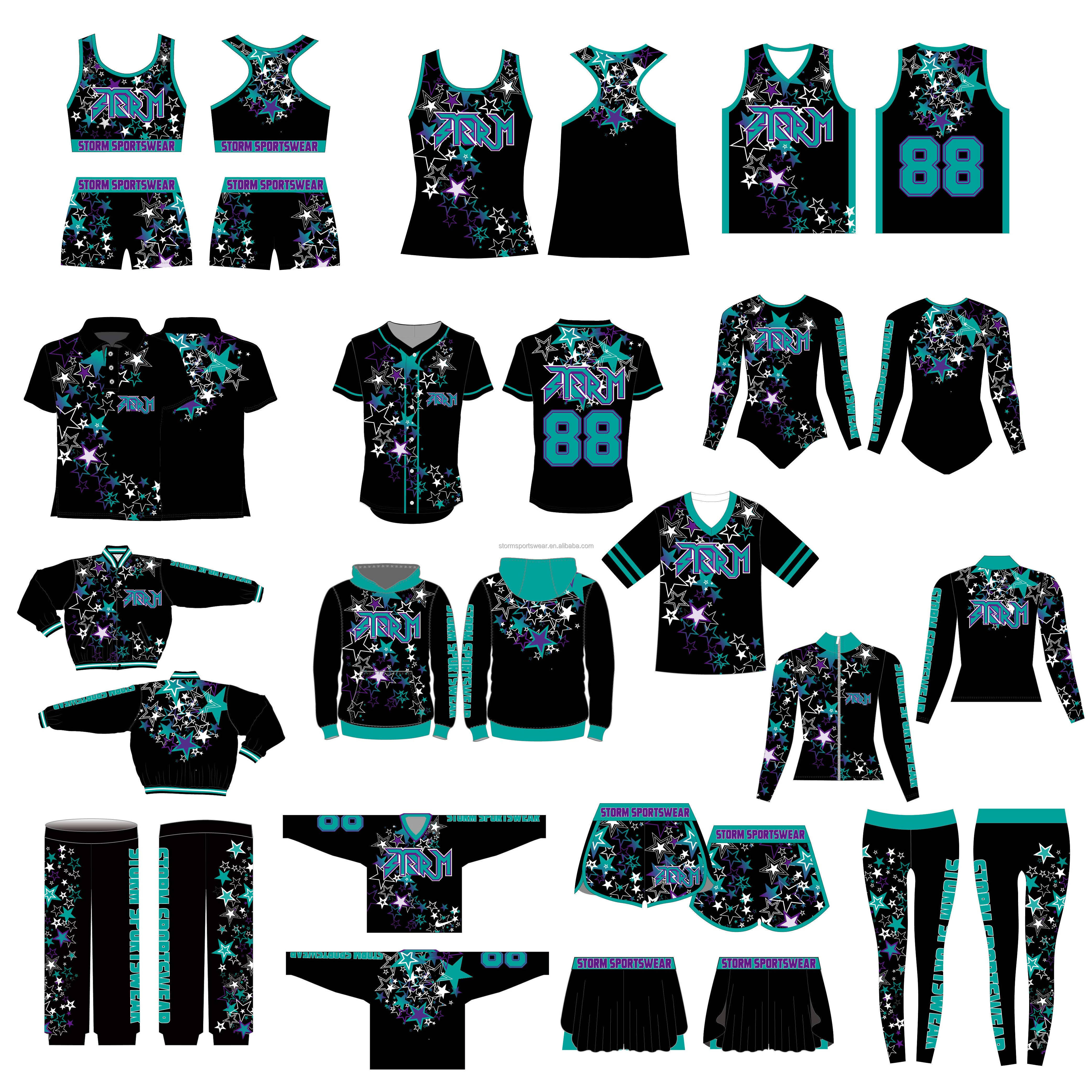 australia designer Custom cheer team training sets sublimation cheerleading bra shorts cheer practice wear cheerleading uniforms