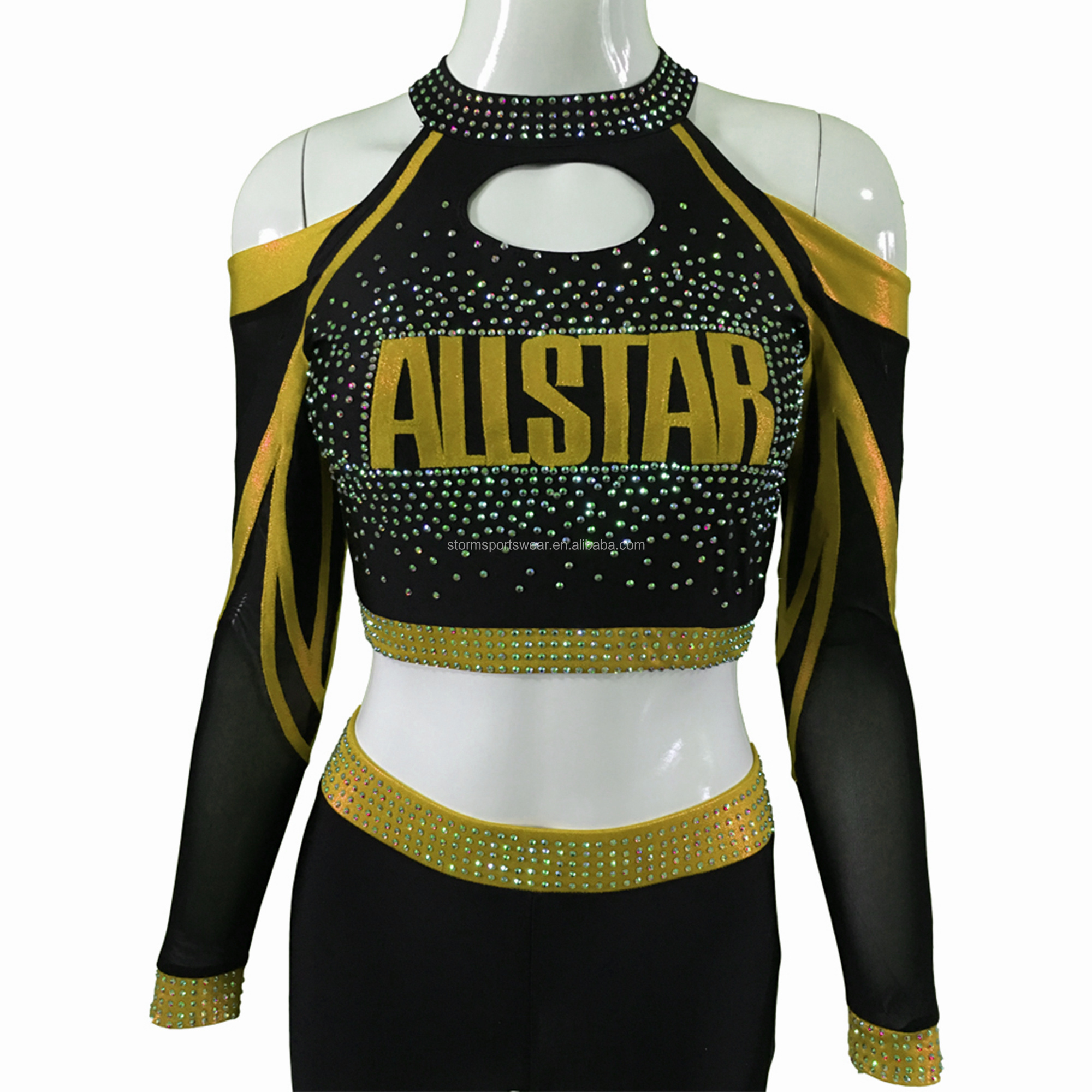 Fashion Style yellow and black Cheerleading Uniforms New Design Your Own logo Wholesale Adult Cheer Team Wear