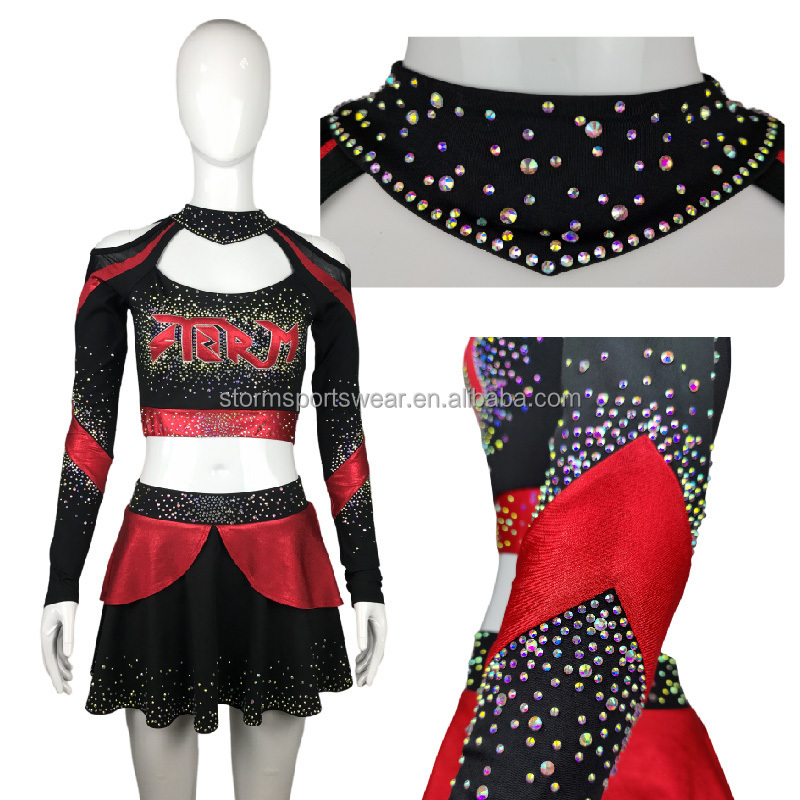 New Design Cross Back  australia designer 2022  And Shorts long Rhinestone Cheer Competition majorette uniform