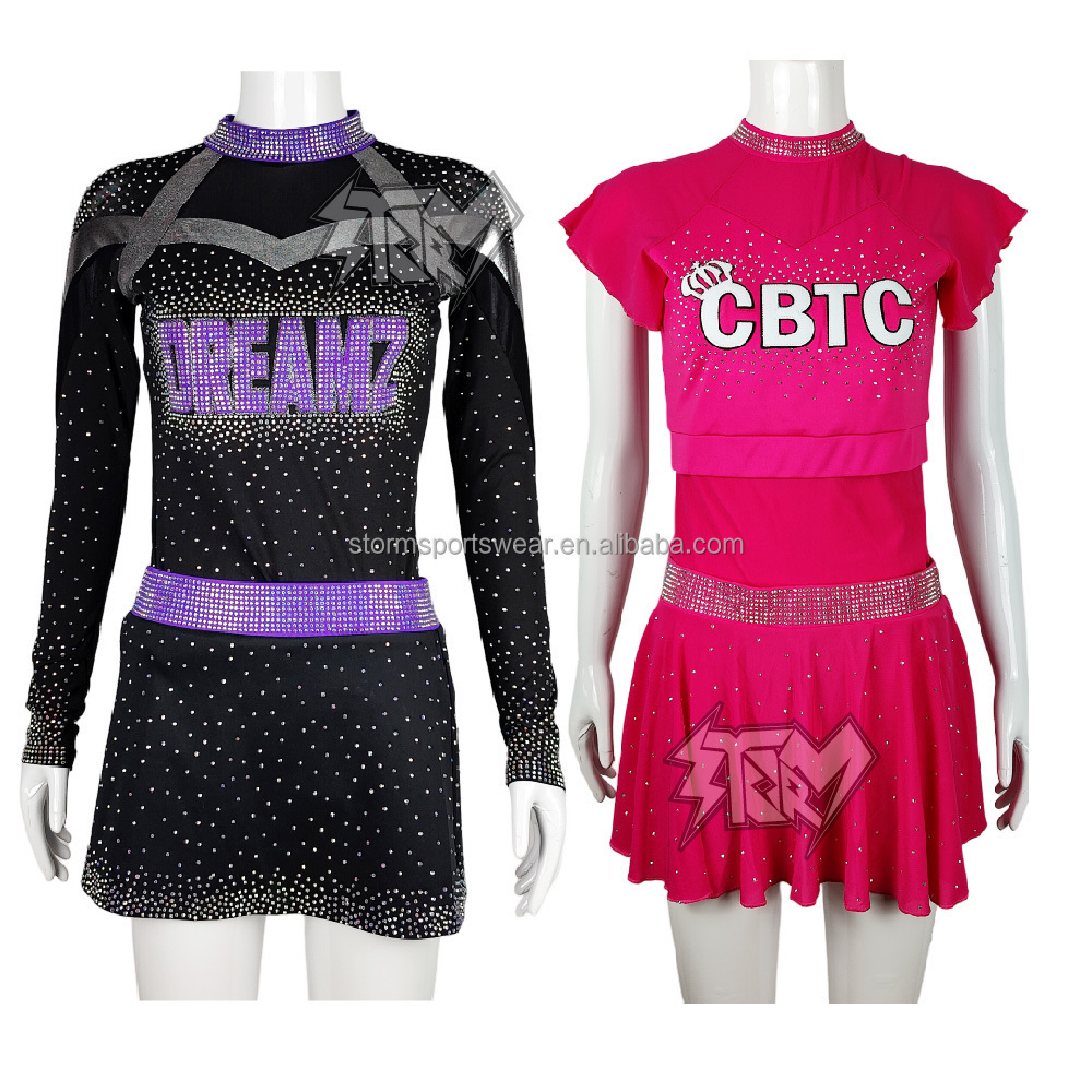 Hot sale cheerleading one stop shop red cheerleading uniforms accessories package