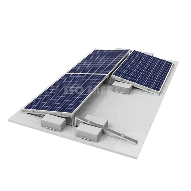 Commercial flat roof PV system ballasted solar ground mount east west pv systems for Solar rooftop mounting system project