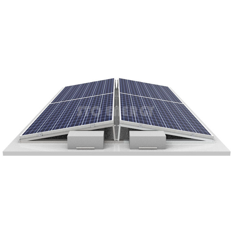 Commercial flat roof PV system ballasted solar ground mount east west pv systems for Solar rooftop mounting system project