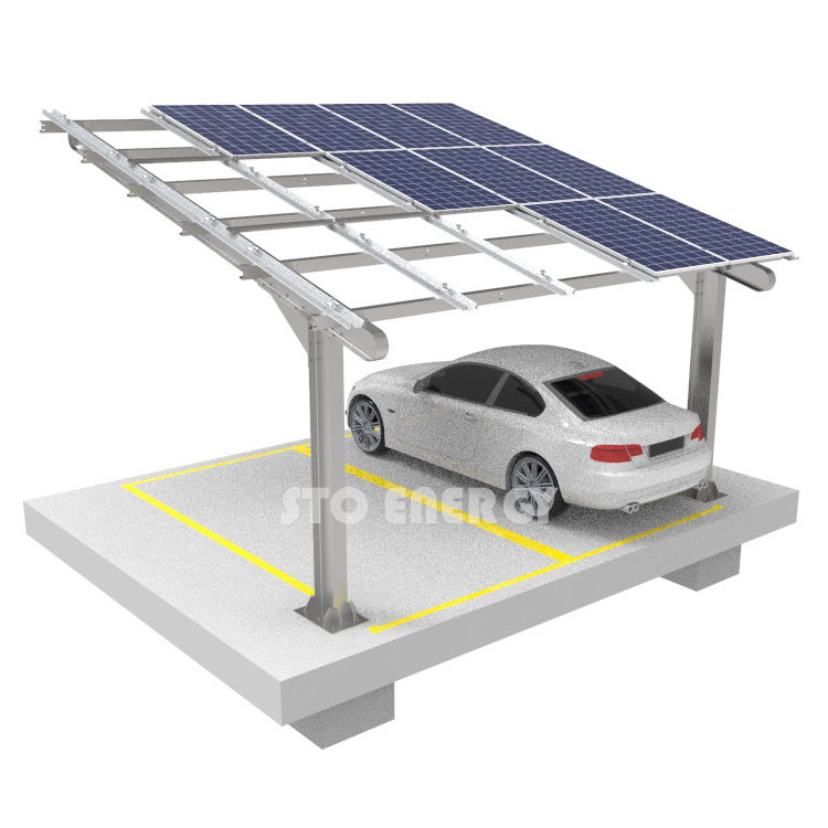 Cost effective galvanized steel single post solar carport structural for commercial photovoltaic carport usage