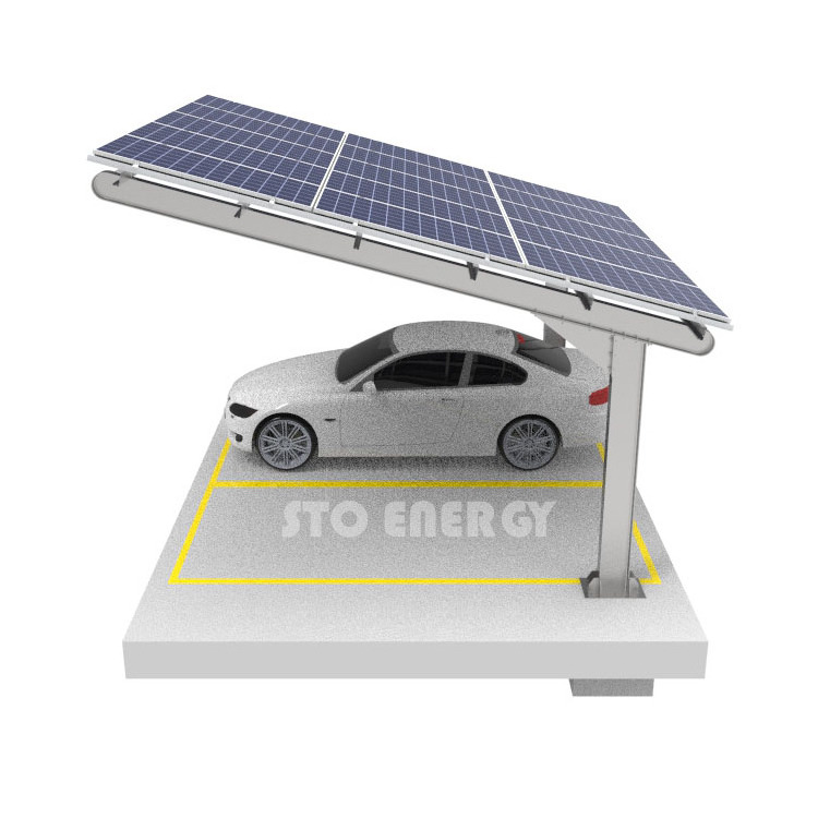 Cost effective galvanized steel single post solar carport structural for commercial photovoltaic carport usage