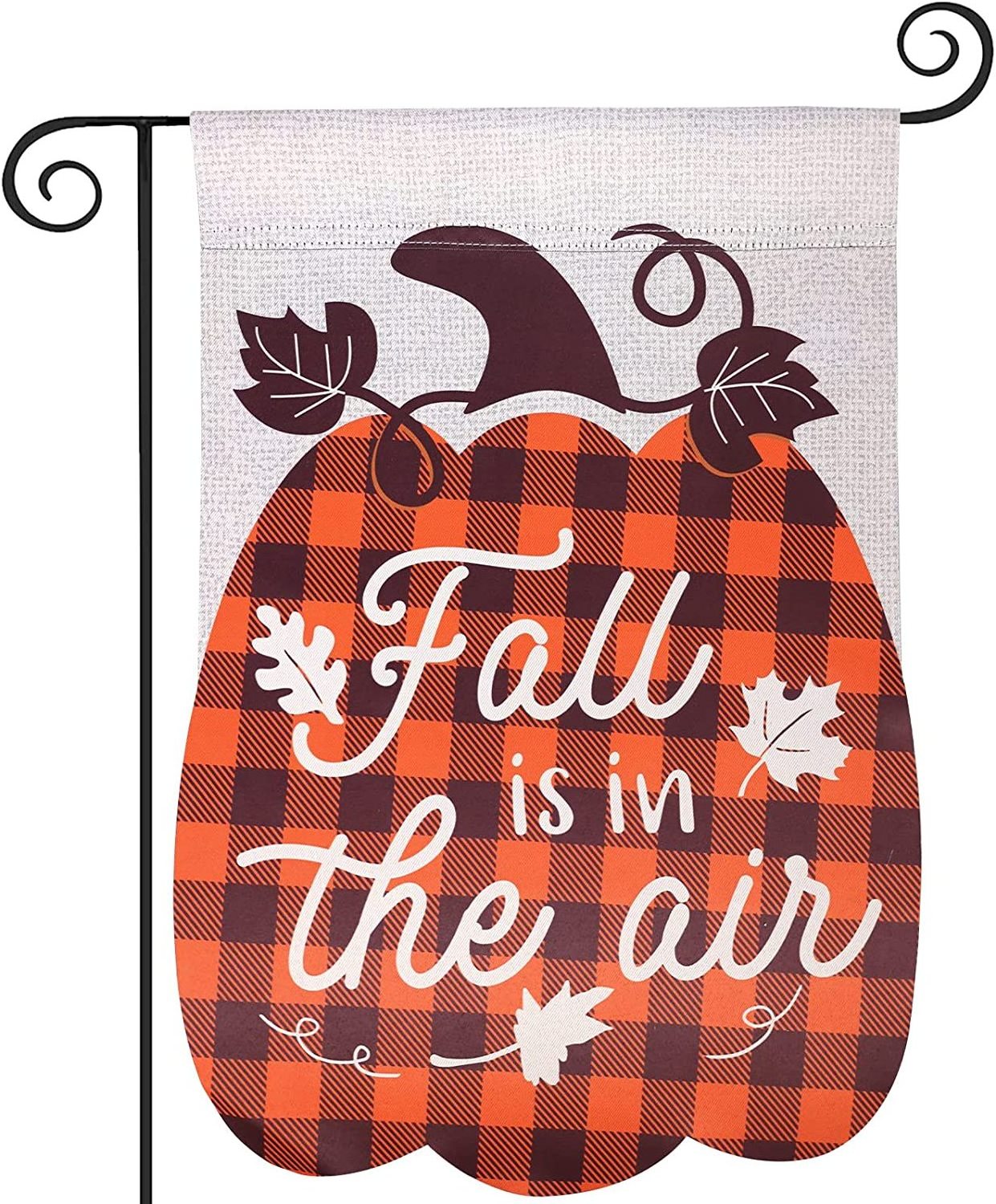 12x18IN Double Sided Vertical 3D Pumpkin Fall Buffalo Plaid Applique Burlap Garden Flags For Fall Decorations