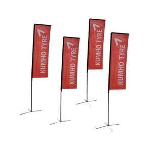 Digital Printed Flag Dropshipping Exhibition Kumho Tyre Featherless Flag Knife Flags For Advertising Base Sale Sign