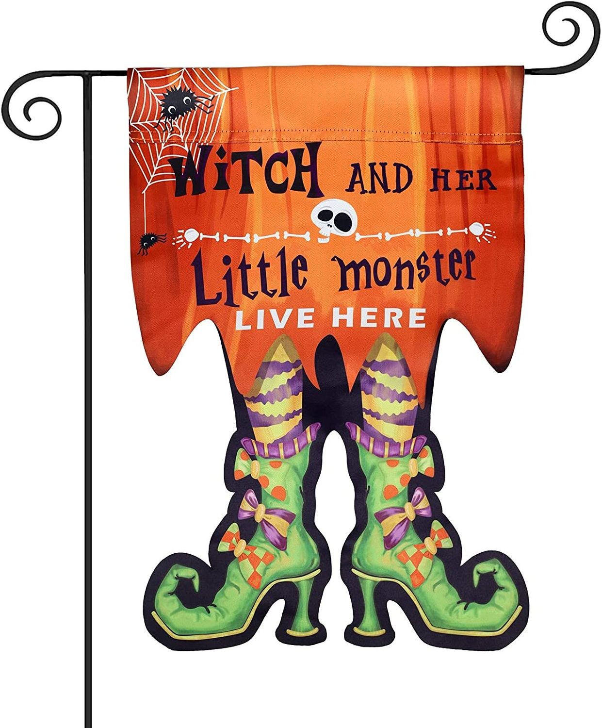 Double Sided Vertical 12x18 Inch 3D Witch Feet Halloween Burlap Garden Flags For Holiday Outdoor Decoration