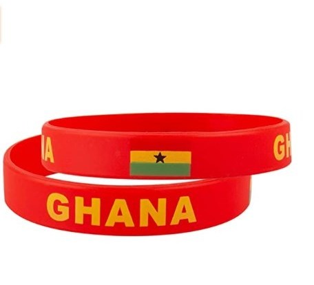 High Quality Custom Multicolor Wristband Silicone Bracelet Rubber With Ghana Flag For Football Fan