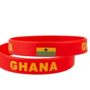 High Quality Custom Multicolor Wristband Silicone Bracelet Rubber With Ghana Flag For Football Fan