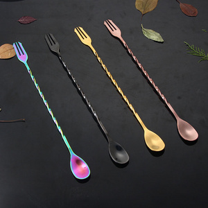 gold Long handle stainless steel stirring spoon ice tea cup coffee cup spoon cocktail shake spoon