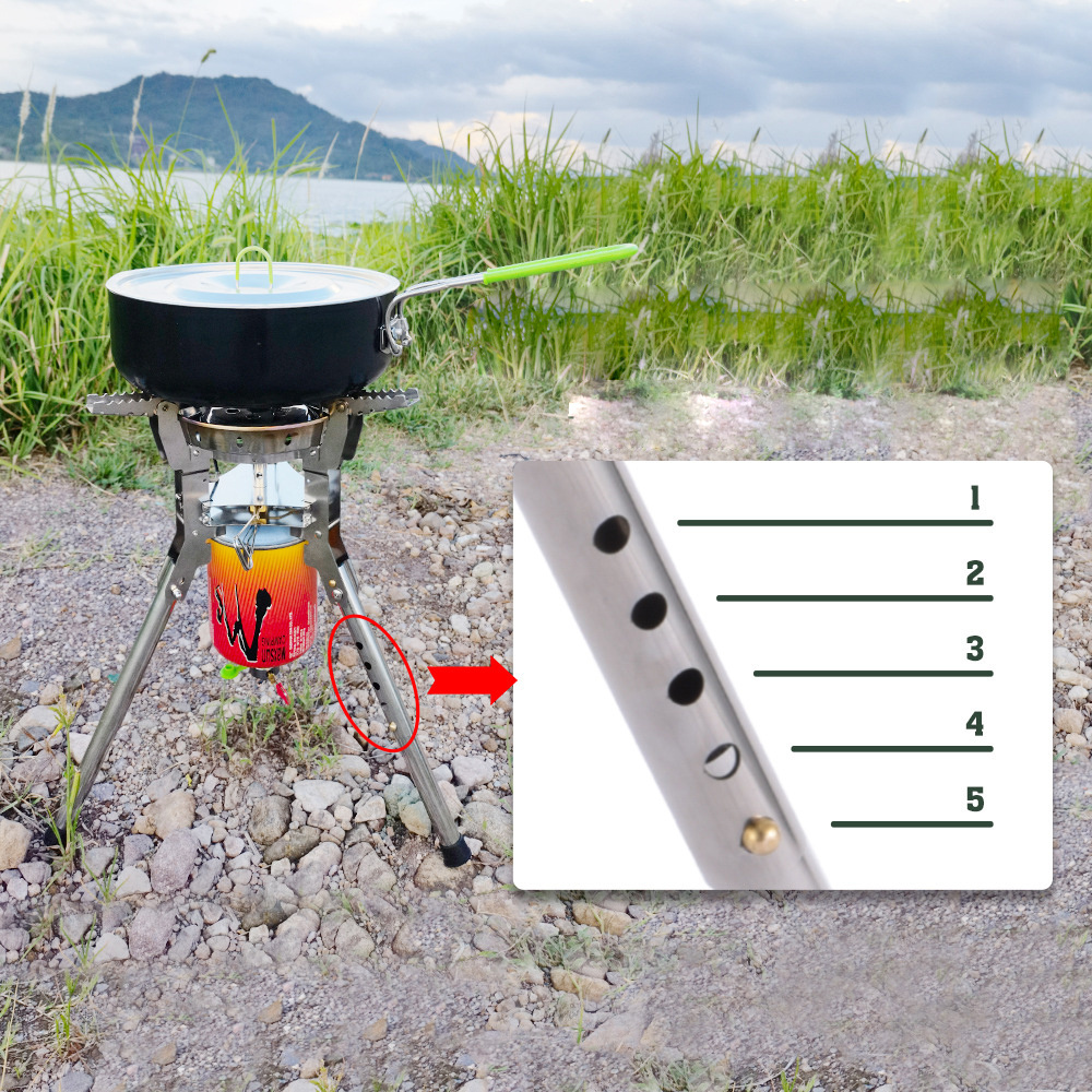 High Power Adjustable Outdoor Stove Windproof Folding Camping Gas Stove Portable Gas Butane Stove Burner with Carrying Case BRS