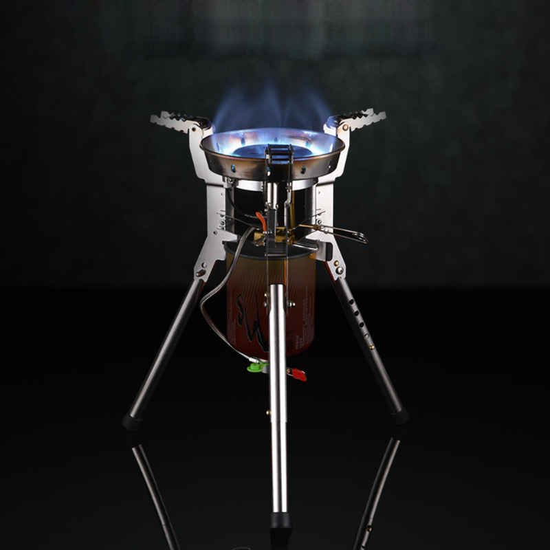 High Power Adjustable Outdoor Stove Windproof Folding Camping Gas Stove Portable Gas Butane Stove Burner with Carrying Case BRS