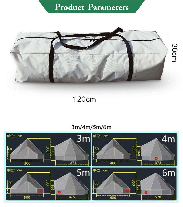 3m 4m 5m 6m American Glamping Large Luxury Party Tent Oxford cloth Bell Tent Waterproof Yurt Glamping Tent