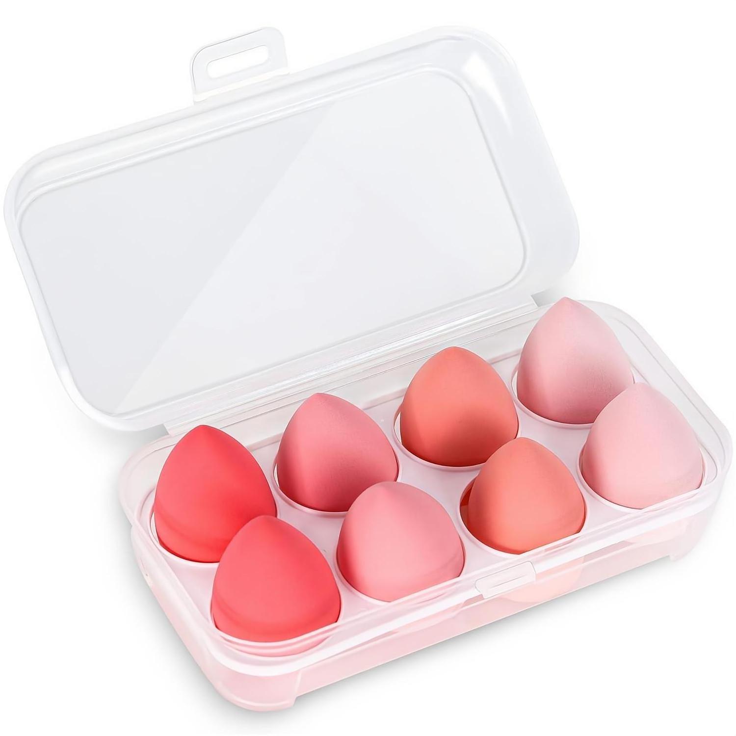 4pcs/8pcs Vegan Cosmetic Puff Makeup Sponge with Storage Box Foundation Powder Sponge Beauty Tools with Hygienic Storage Box