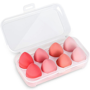 4pcs/8pcs Vegan Cosmetic Puff Makeup Sponge with Storage Box Foundation Powder Sponge Beauty Tools with Hygienic Storage Box