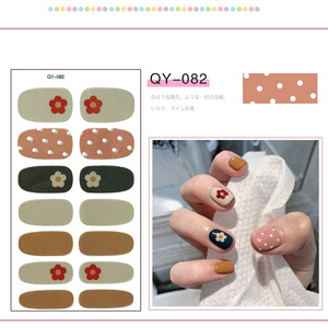 NEW DESIGN Semicured Nail Wrap Flower Korean Press On Semi-cured Cartoon Gel Nail Glue Sticker for Gel Application on Art Nail