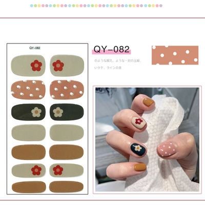 NEW DESIGN Semicured Nail Wrap Flower Korean Press On Semi-cured Cartoon Gel Nail Glue Sticker for Gel Application on Art Nail