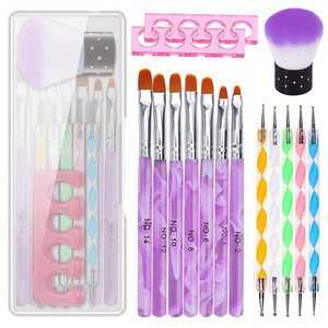 24pcs Nail Brush Set Silicone Toe Seporator Nano Nail File Dotting Pen Dust Brush Fan Brush for Nail Art