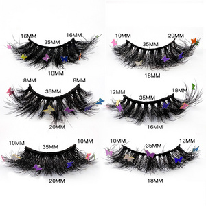 Butterfly Colorful False Eyelashes Fluffy Faux Mink Lashes Festival Styles Dramatic 3D Eyelashes n 24pcs Nails Party All in1 Kit