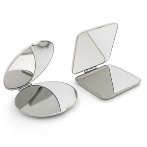 CLASSIC Double Sides Stainless Steel Unbreakable Portable Folding Mini Cosmetic Custom Logo Makeup Travel small Pocket Mirror