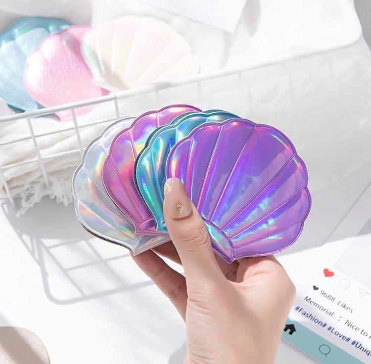 Shell Shape Cute Dual Sided Portable Double Folding Mini Personalized gift Makeup Travel Small Hand Pocket Mirror