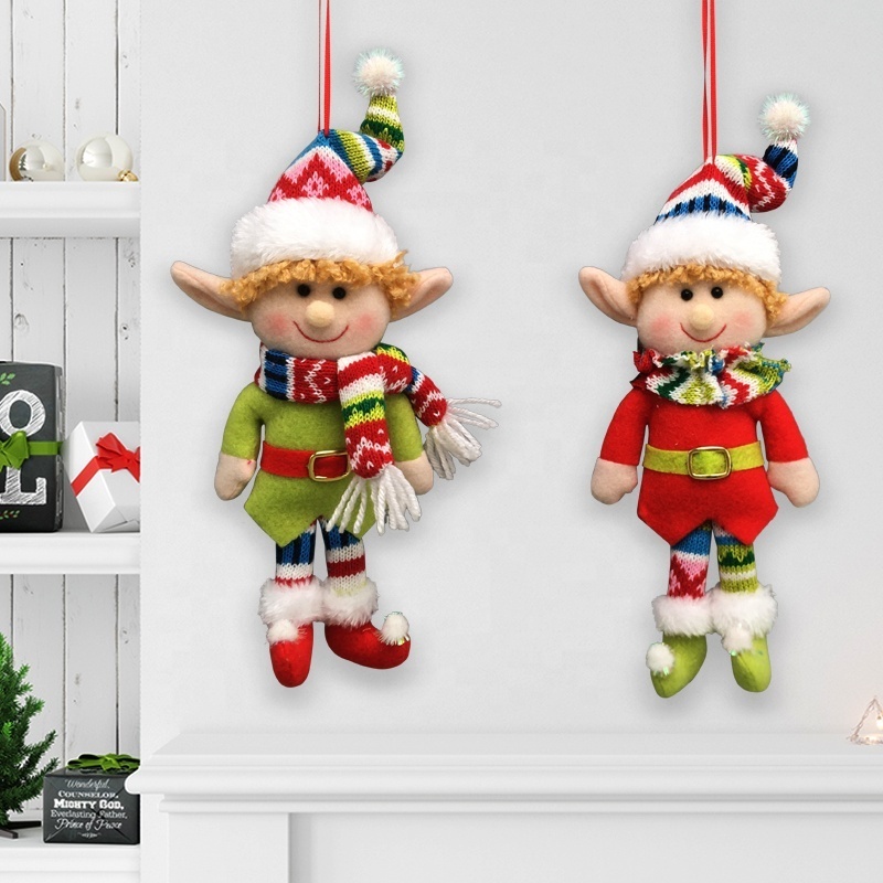 Christmas Elf Plush Doll Toy Stocking Kit Soft Miniature Figurines Bendable Decoration Gnome Girl Standing Sitting Stuffed House