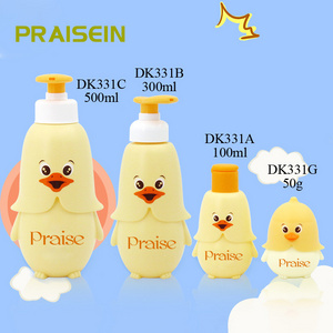 Cartoon plastic bottle custom 50g yellow cream jar container HDPE plastic kids shampoo bottle