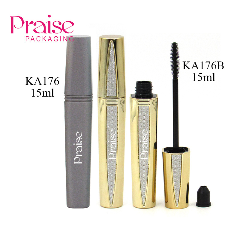 Creatively-designed mascara container with silica gel brush 15ml portable multiple color cosmetic plastic empty tube