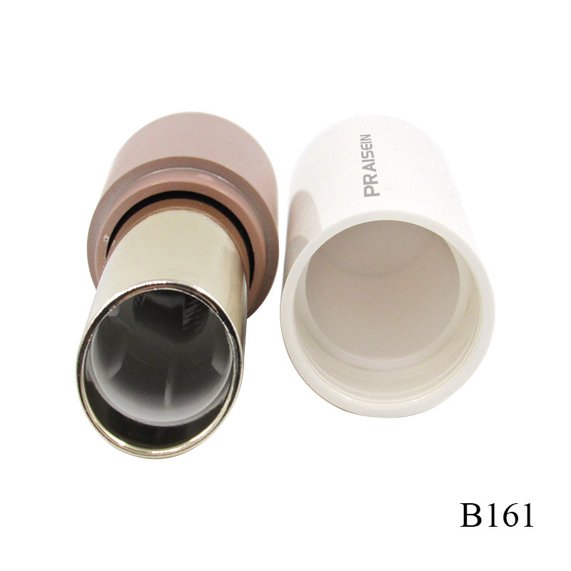 Customized refillable flow backward lipstick tubes packaging, clasp type diagonal lipstick round tube label printing