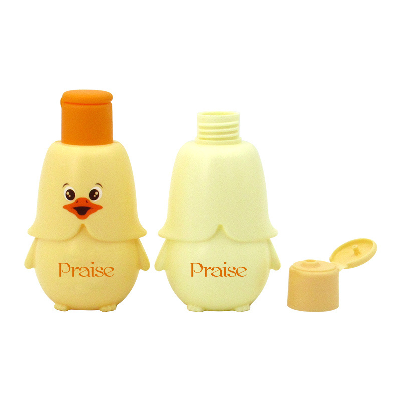 Cartoon plastic bottle custom 50g yellow cream jar container HDPE plastic kids shampoo bottle