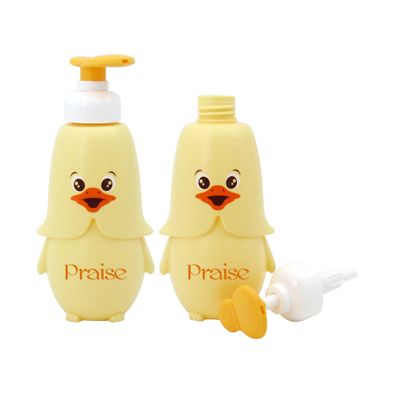 Cartoon plastic bottle custom 50g yellow cream jar container HDPE plastic kids shampoo bottle