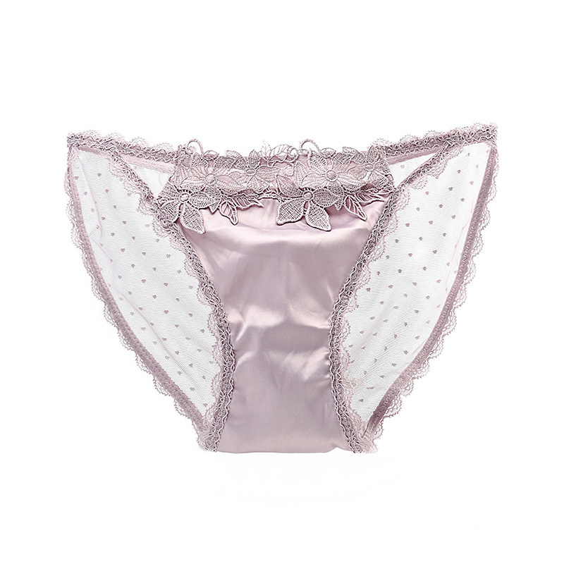 Women's Panties With Sexy Lace Gauze Breathable Low Waist No Trace High Slit