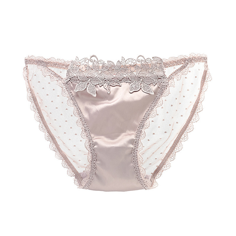 Women's Panties With Sexy Lace Gauze Breathable Low Waist No Trace High Slit