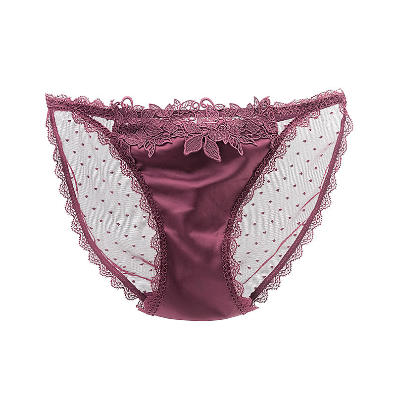 Women's Panties With Sexy Lace Gauze Breathable Low Waist No Trace High Slit