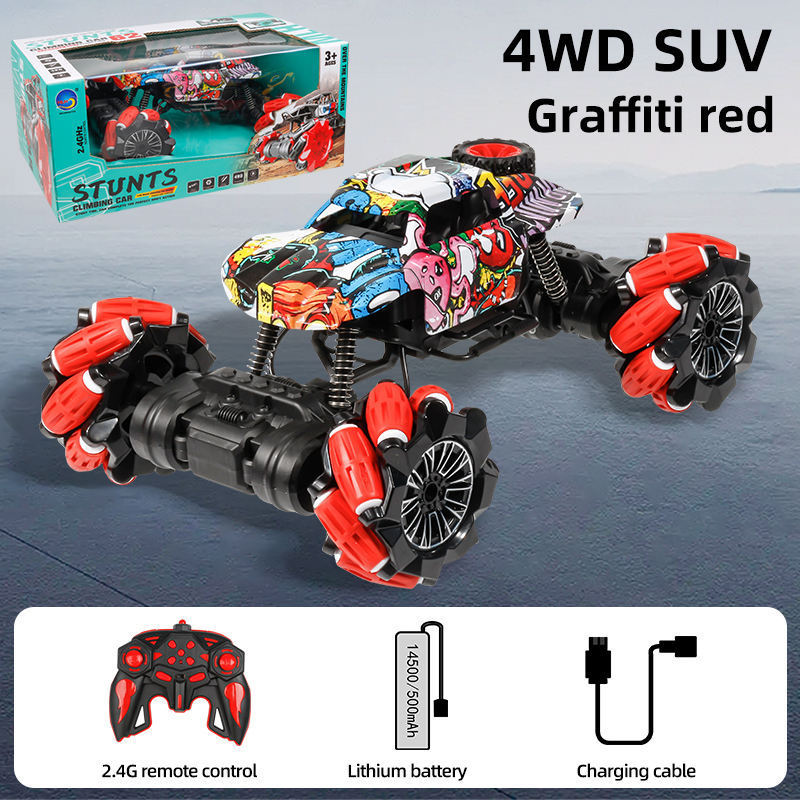 2.4G Dark Light Remote Control Rechargeable 360 Stunt Rotate Truck Rc Racing Off Road Climbing Monster Car For Kid