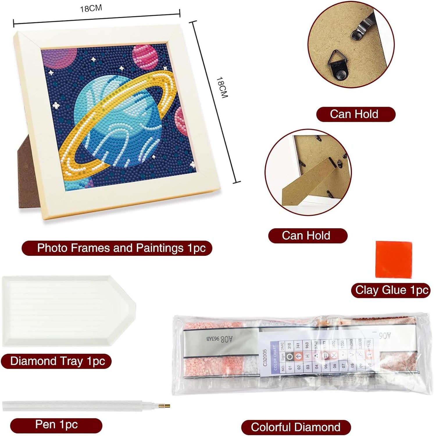 5D Diamond Painting Kits for Kids Wooden Frame - Space Theme Diamond Arts and Crafts for Kids Gifts DIY Painting Arts